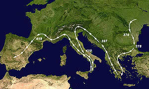 Migrations of the main column of the Visigoths
